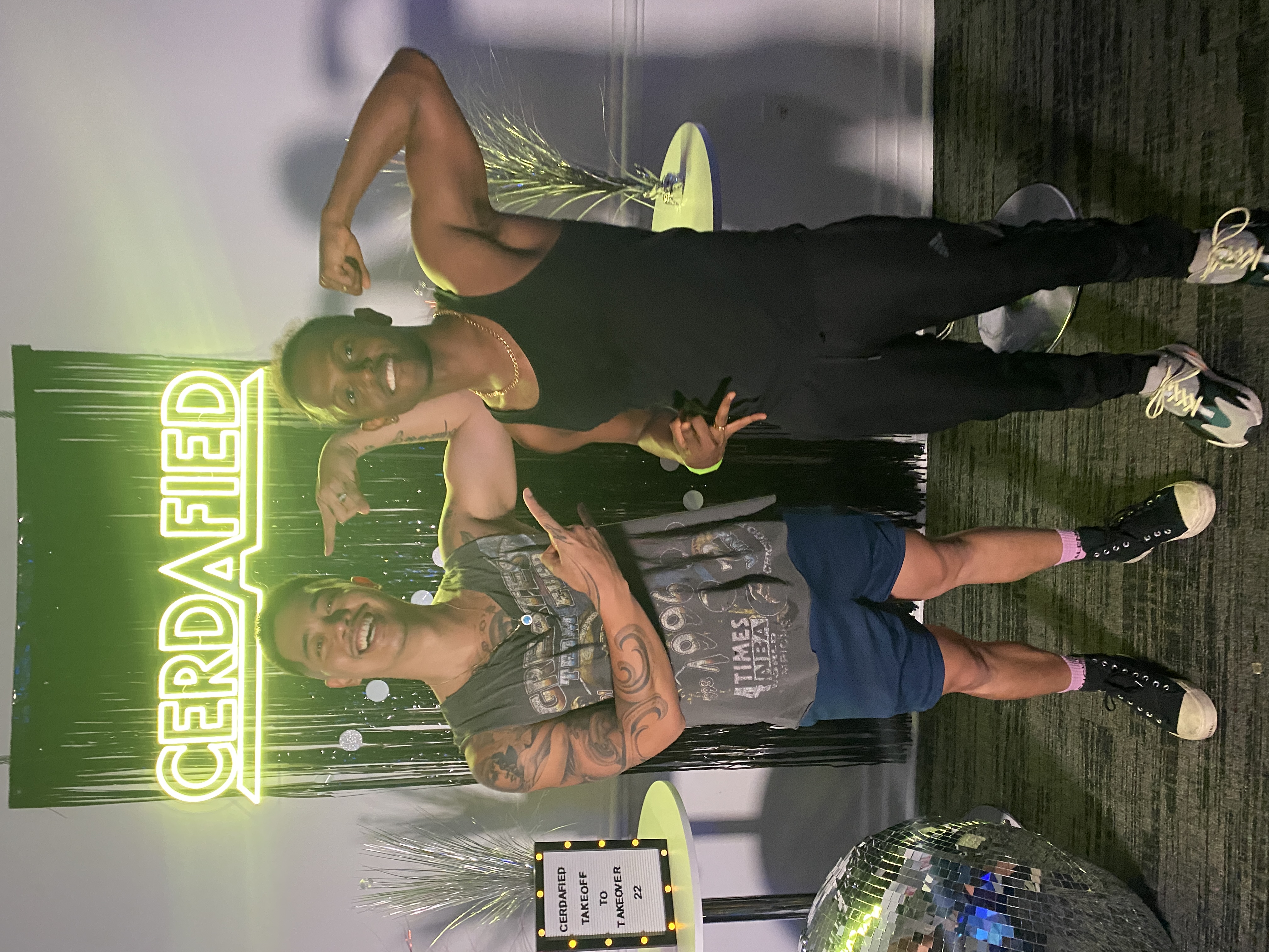 Meni with choreographer Brian Puspos at Cerdafied Takeover Dance Convention, September 2022.