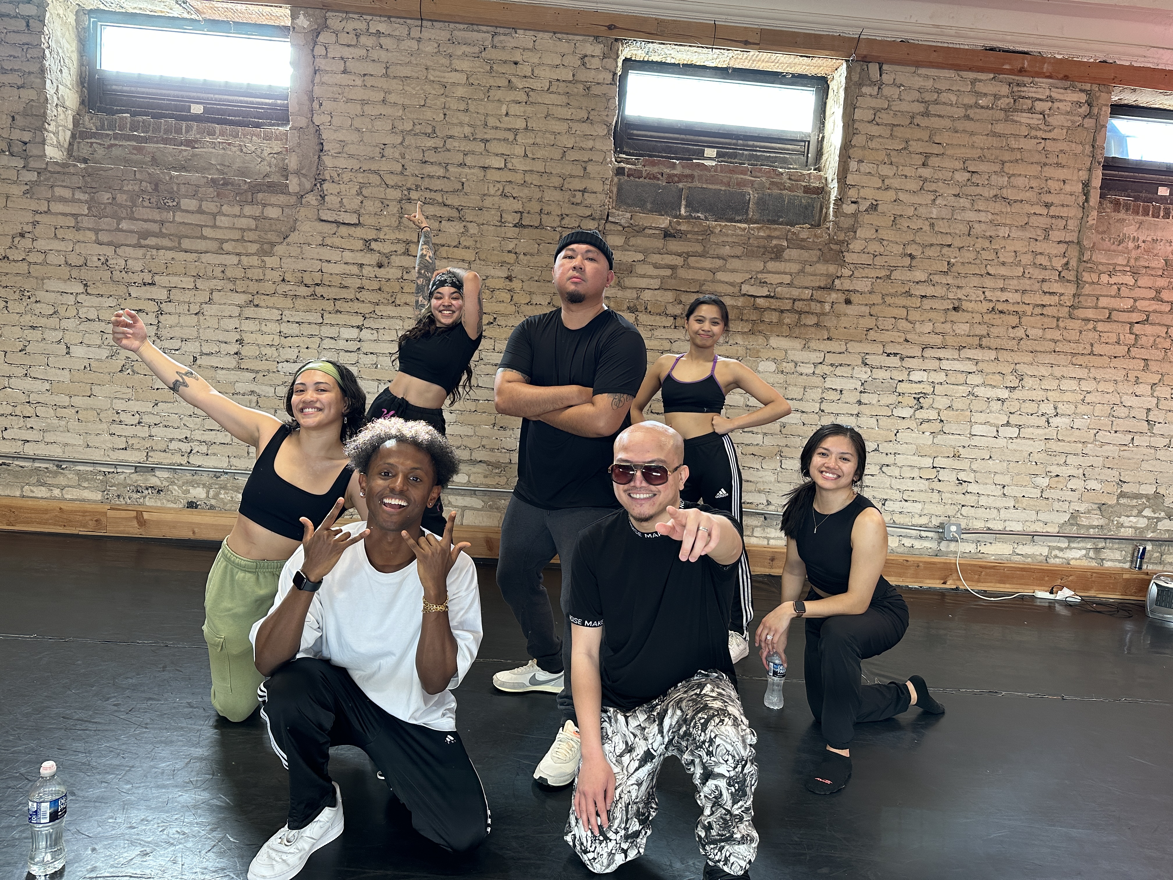 Meni and the group at his first paid choreography gig for an artist, DMV, 2023.