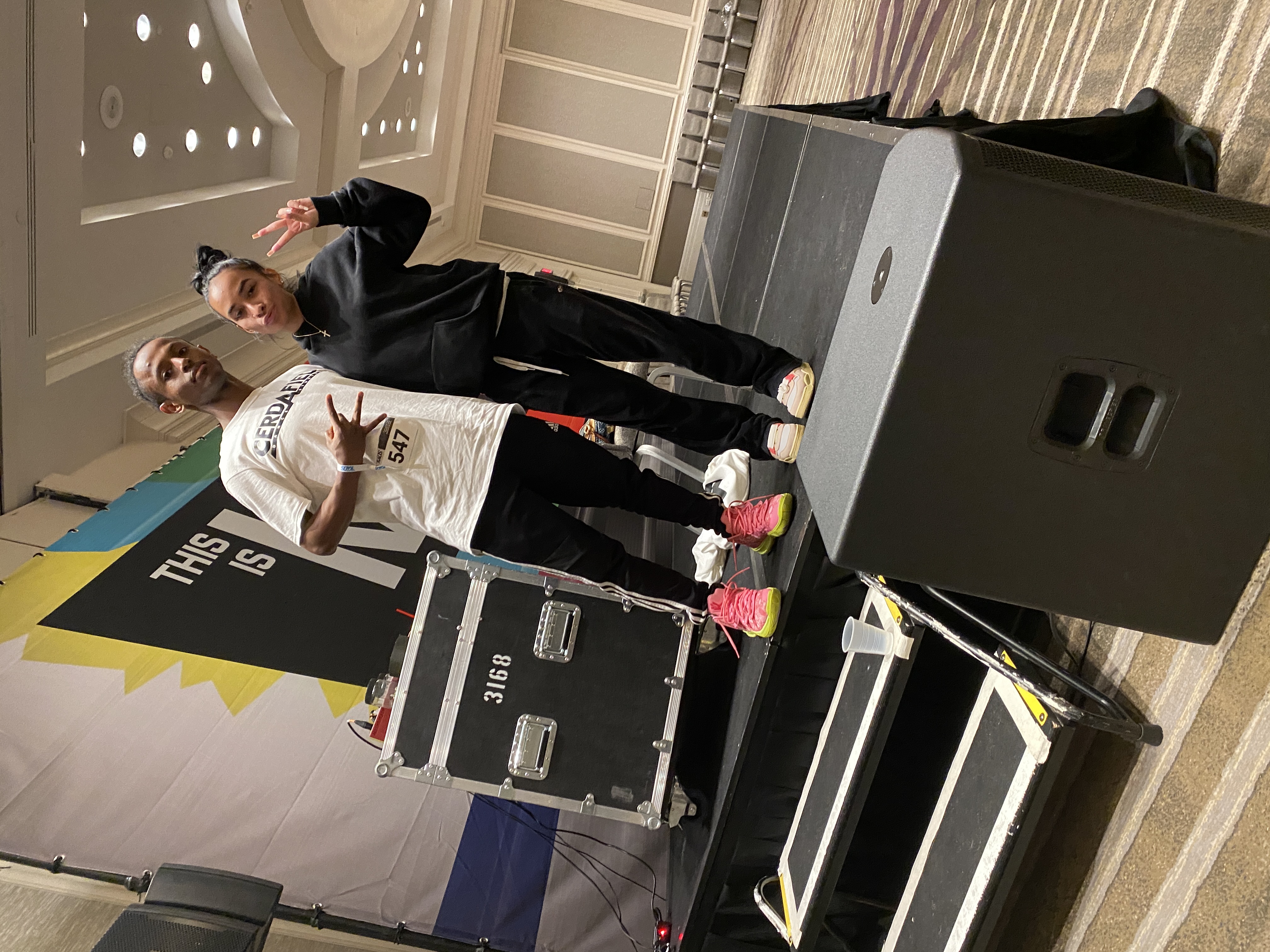 Meni with choreographer Ysabelle Capitulé at KAOS Dance Convention, 2022.