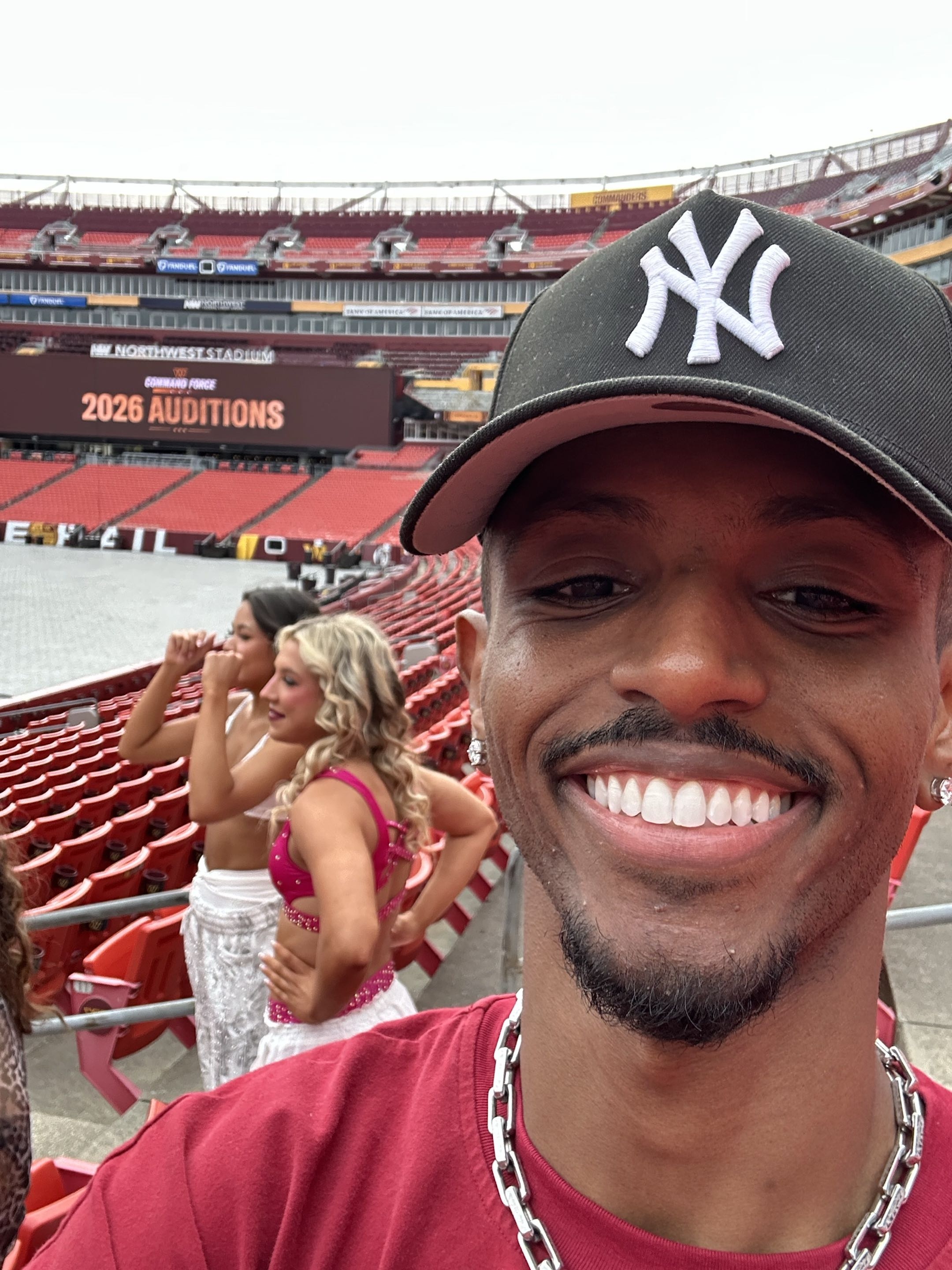 Meni selfie on Day 1 of the Command Force Finalist Audition Bootcamp, May 2026.