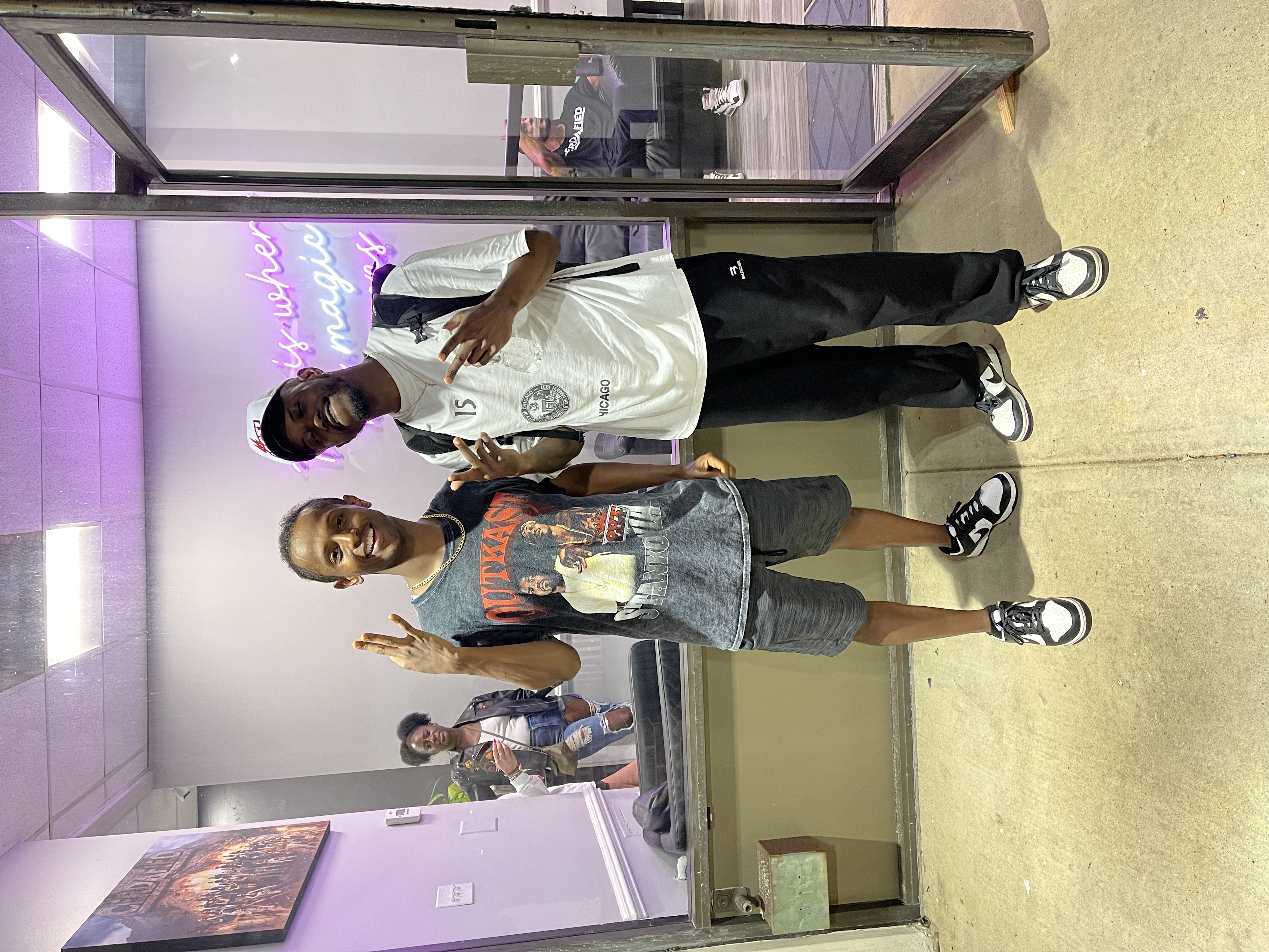 Meni with choreographer J Blaze at a dance event, June 2022.