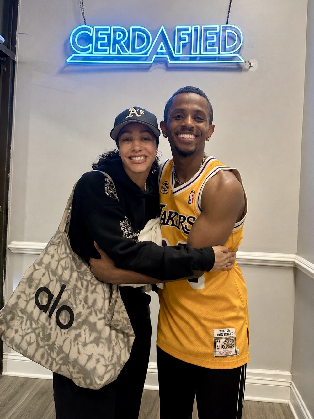 Meni with choreographer Lindsey Ducos, July 2026.