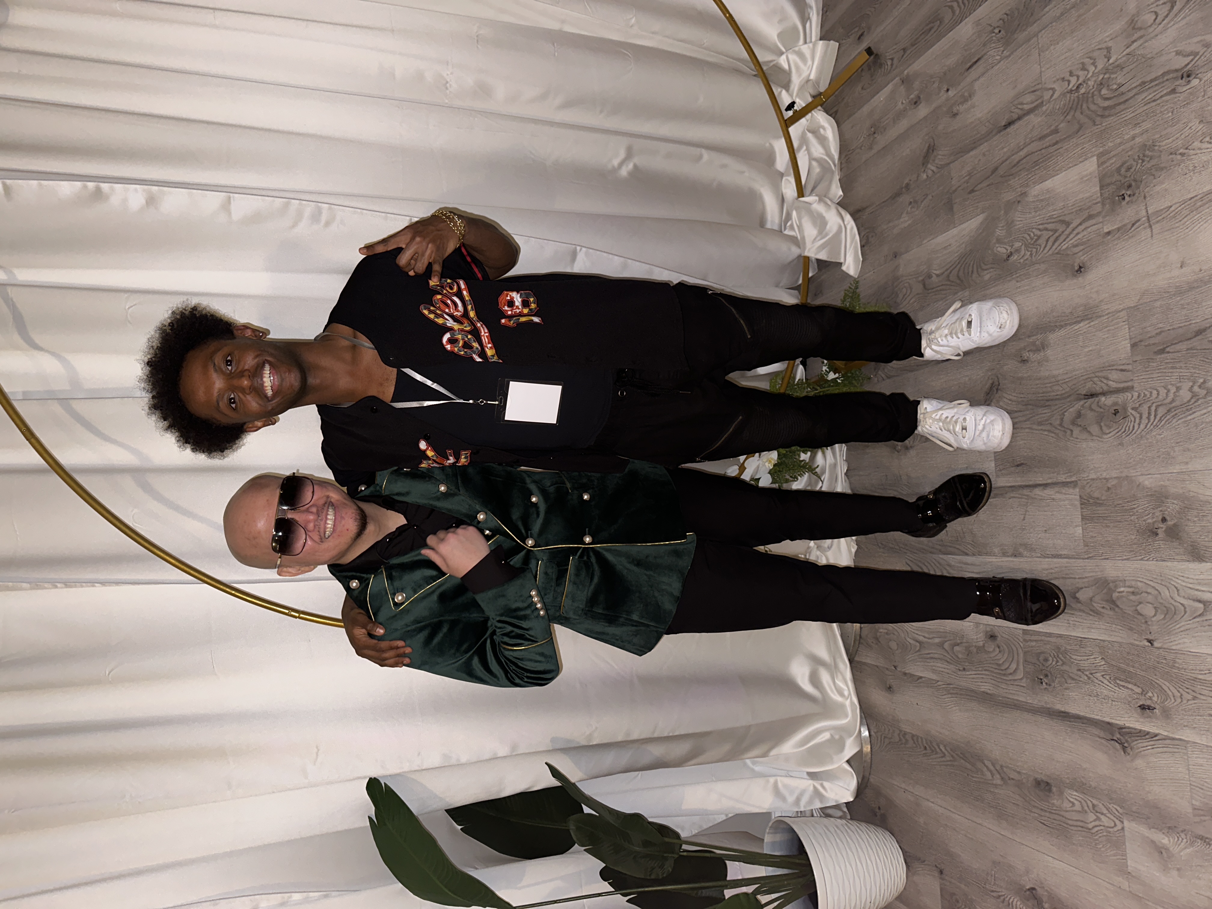 Meni with choreographer RoRo Yone during a choreography session for his music, 2023.